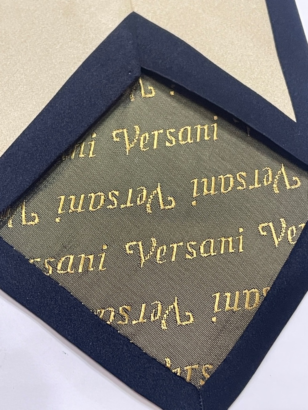 Versani Gold and black Geometric Stripe Tie. 100%silk. Spots. - Picture 3 of 8